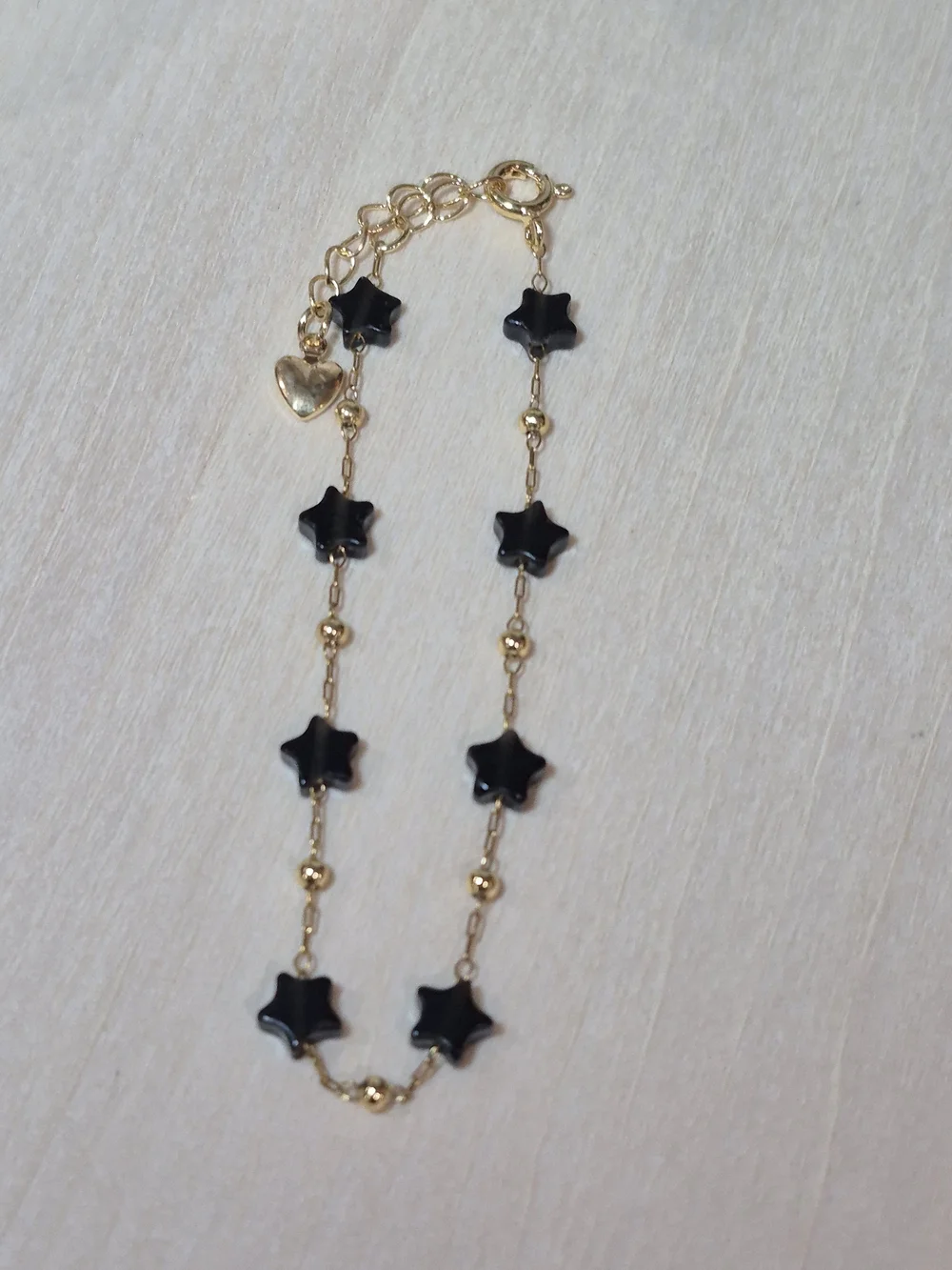 🖤⭐️NEW🖤⭐️ PRETTY!! SS OBSIDIAN Micro PaperClip Nat. Stone Star Bracelet